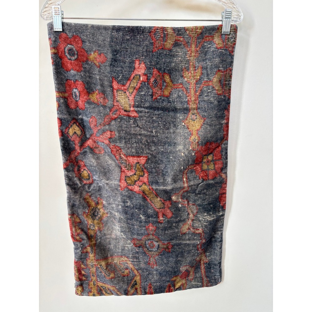 Pottery Barn Printed Kilim Lumbar Pillow Cover 16x26 Blue Red Cotton Vintage